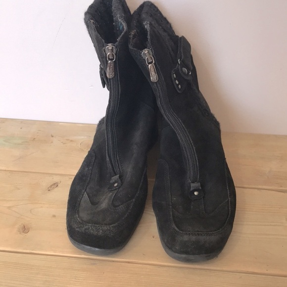 Aquatalia black leather front zip wedge boots booties size 10 - Picture 4 of 12